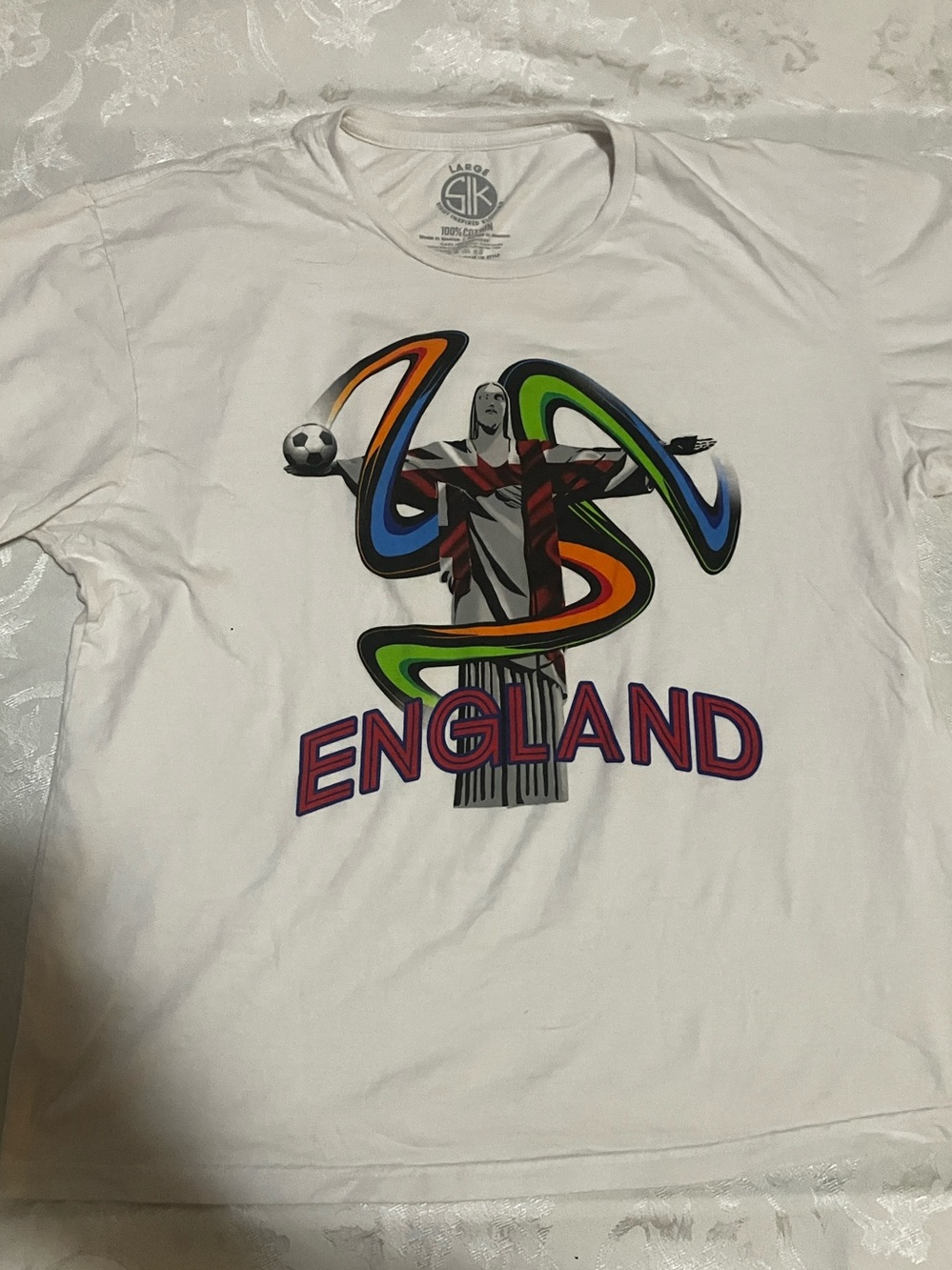 Street Inspired Klothing White England Graphic Crewneck T-Shirt